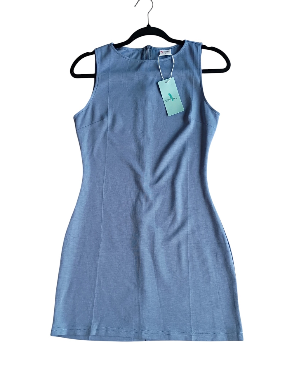 Sleeveless Light Blue Mini Dress by Wilfred - Fitted Bodycon SZ M NWT